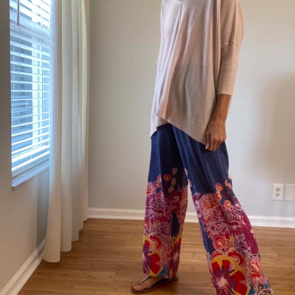 Anthropologie Pinkerton Pants Size L Blue & Floral